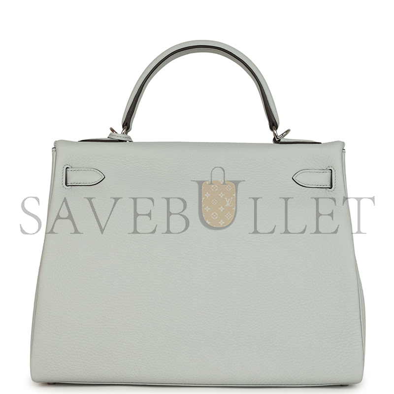 H**mes KELLY RETOURNE 32 BLEU PALE CLEMENCE PALLADIUM HARDWARE (32*23*12cm)